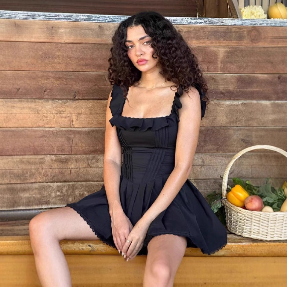 Robe mini fluide pour femme avec des détails de volants et une coupe flatteuse Chic und Stil