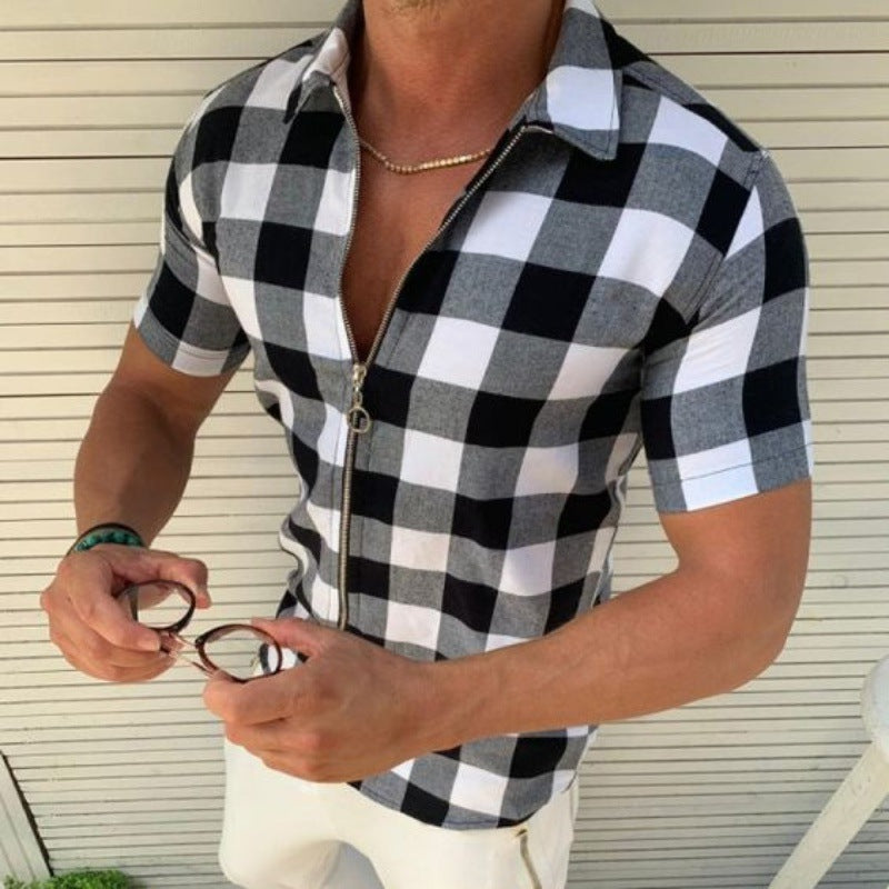 Chemise à manches courtes pour hommes avec fermeture éclair Chic und Stil
