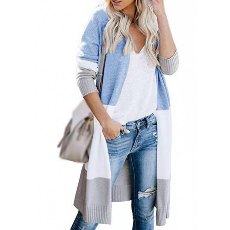 Cardigan en tricot décontracté pour femmes avec des détails modernes en blocs de couleur et des manches longues Chic und Stil