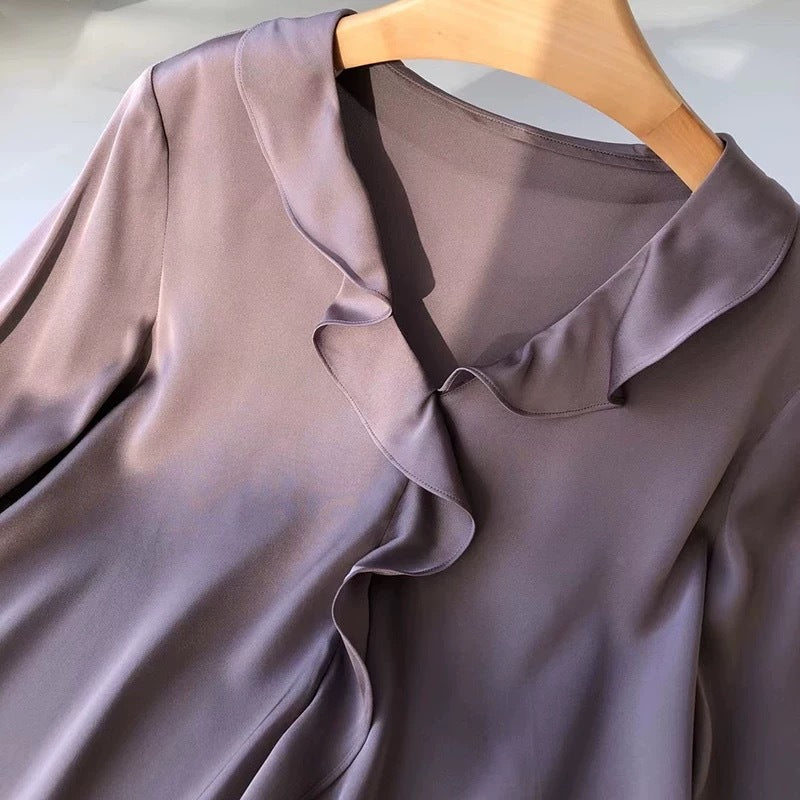 Blouse à col froncé boutonnée pour femmes Chic und Stil