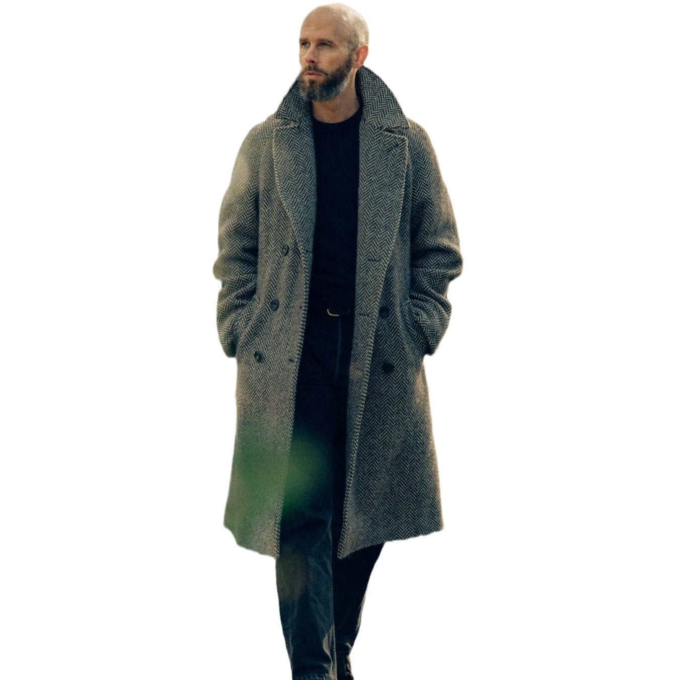 Wool coat for men with an elegant herringbone pattern Chic und Stil