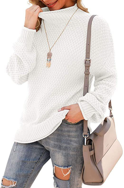 Pull femme avec col haut et motif en tricot structuré Chic und Stil