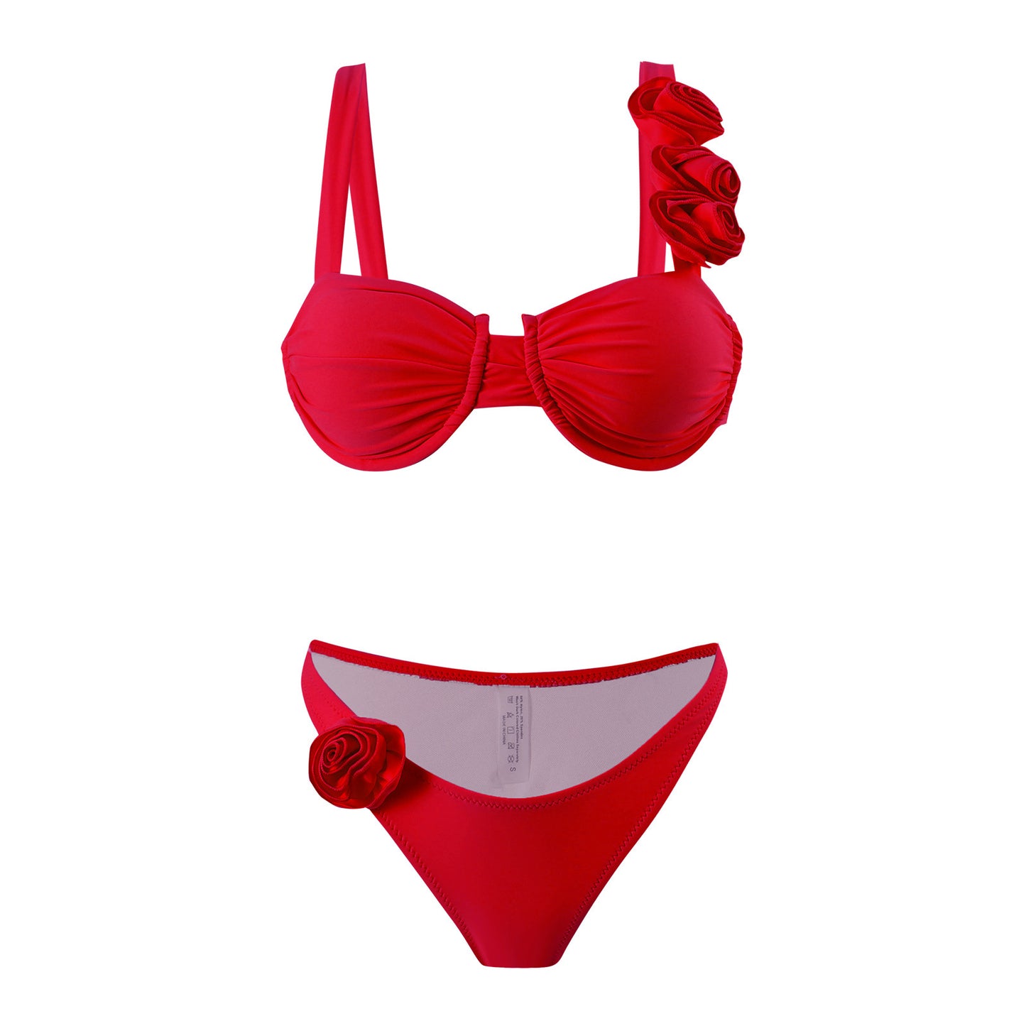 Bikini femme avec des détails de volants à la mode et des appliqués floraux féminins Chic und Stil