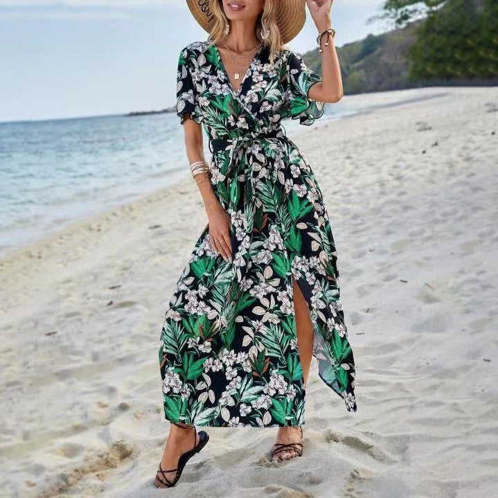 Robe Maxi en Viscose à Motif Fleurs pour Femmes Chic und Stil 1751507051