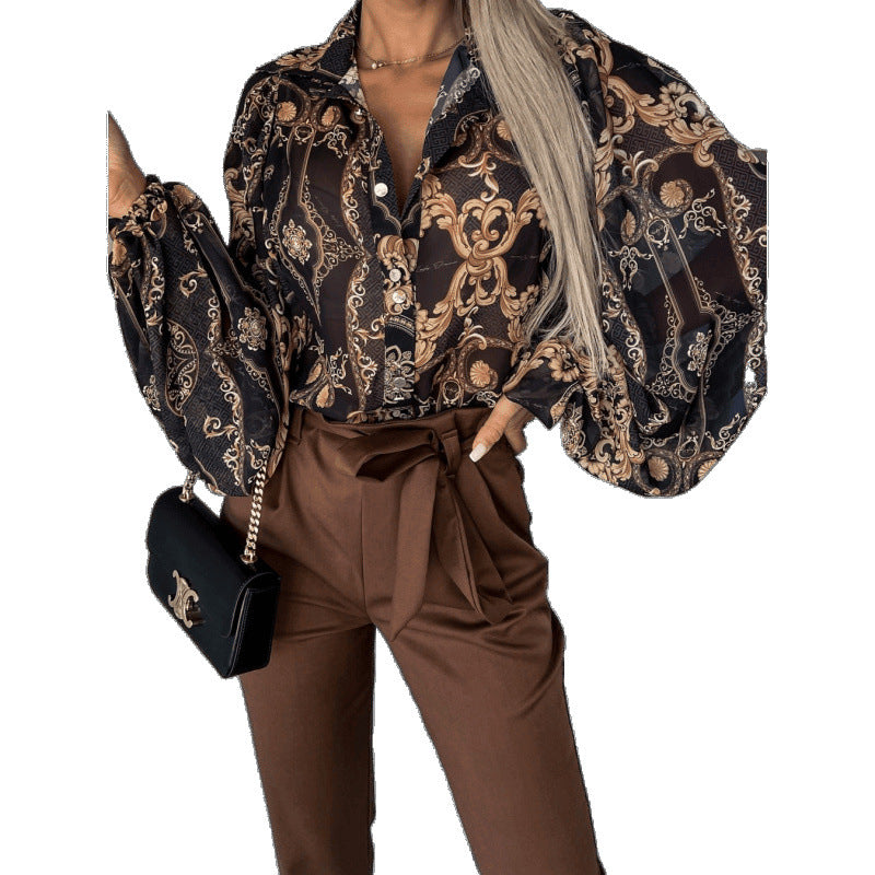 Blouse femmes avec impression florale et manches cloche Chic und Stil