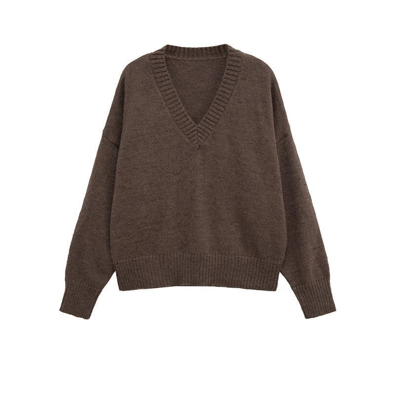 Pull femme confortable à col en V en laine de haute qualité Chic und Stil