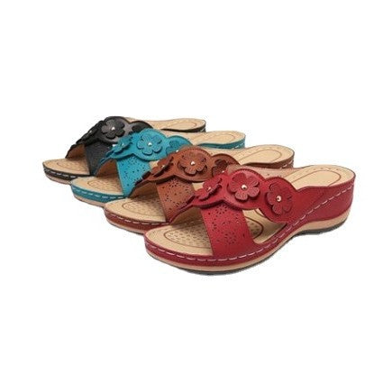 Chaussures pour femmes avec décoration florale Sandales confort à enfiler Chic und Stil