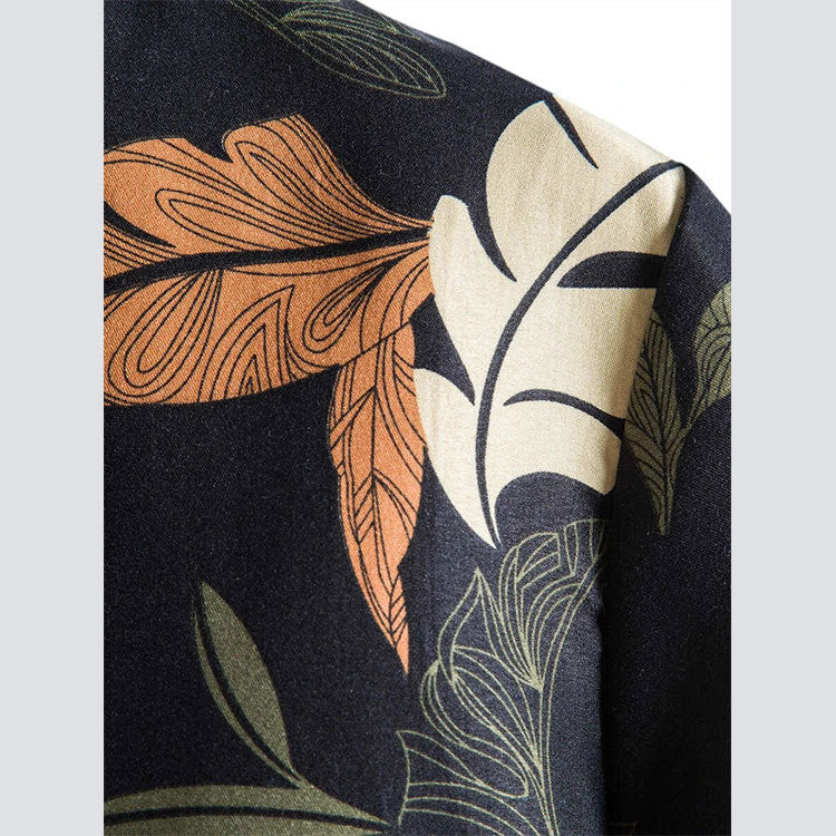 Chemise à manches courtes pour hommes avec motif floral et coton de haute qualité Chic und Stil