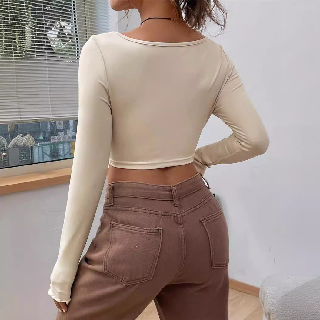 Chemise à manches longues ajustée pour femmes avec un détail de nœud tendance Chic und Stil