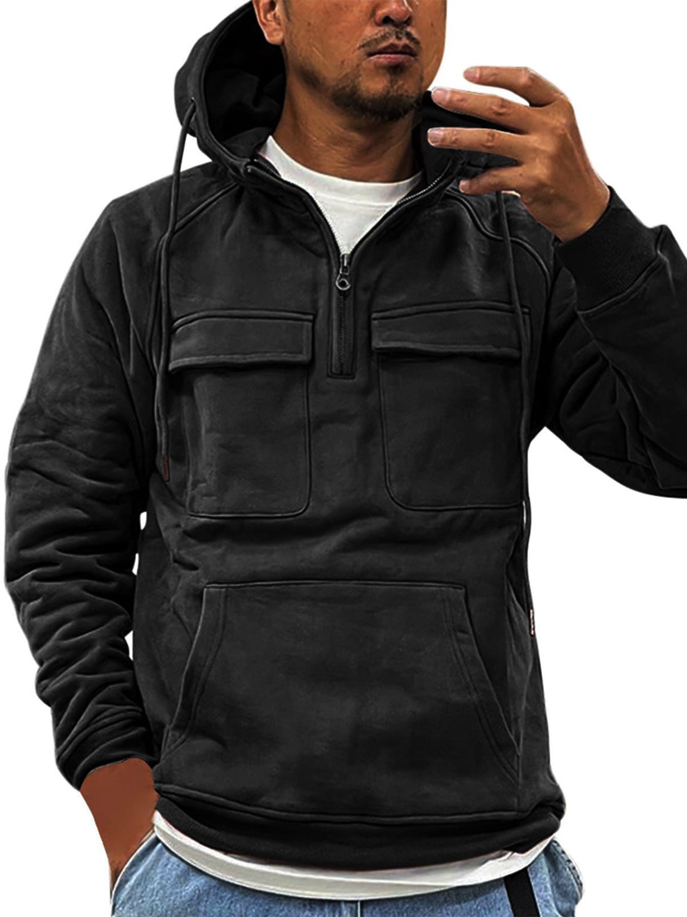 Outdoor pullover for men with practical pockets and high collar Chic and Style