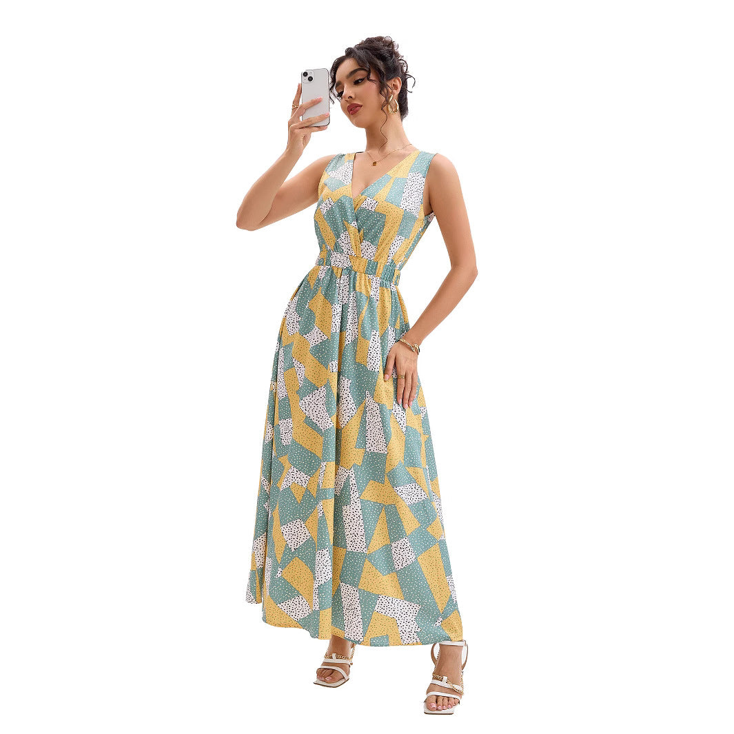 Robe maxi à imprimé géométrique Chic und Stil pour femmes