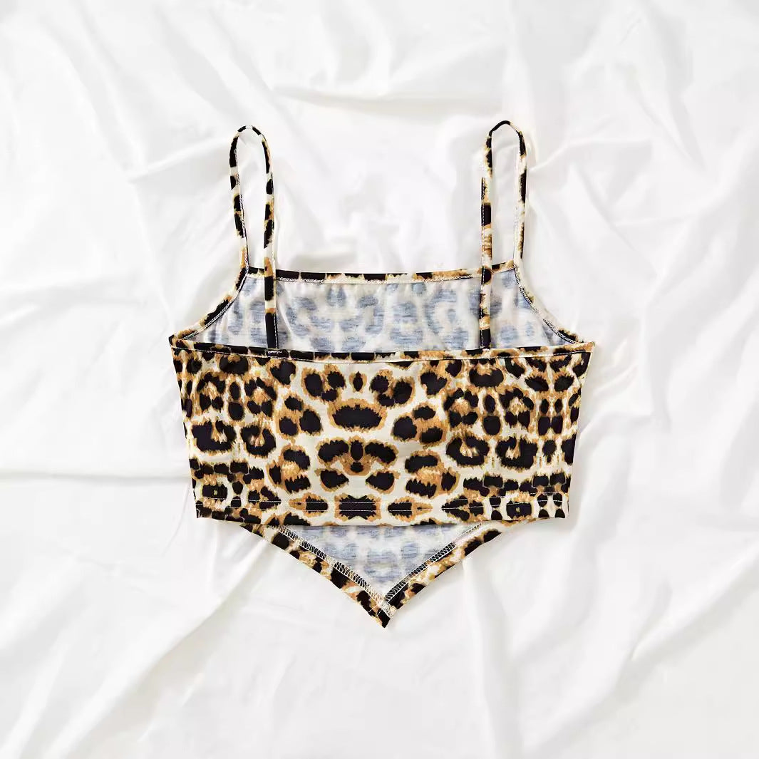Dame Crop-top au motif léopard tendance Chic und Stil
