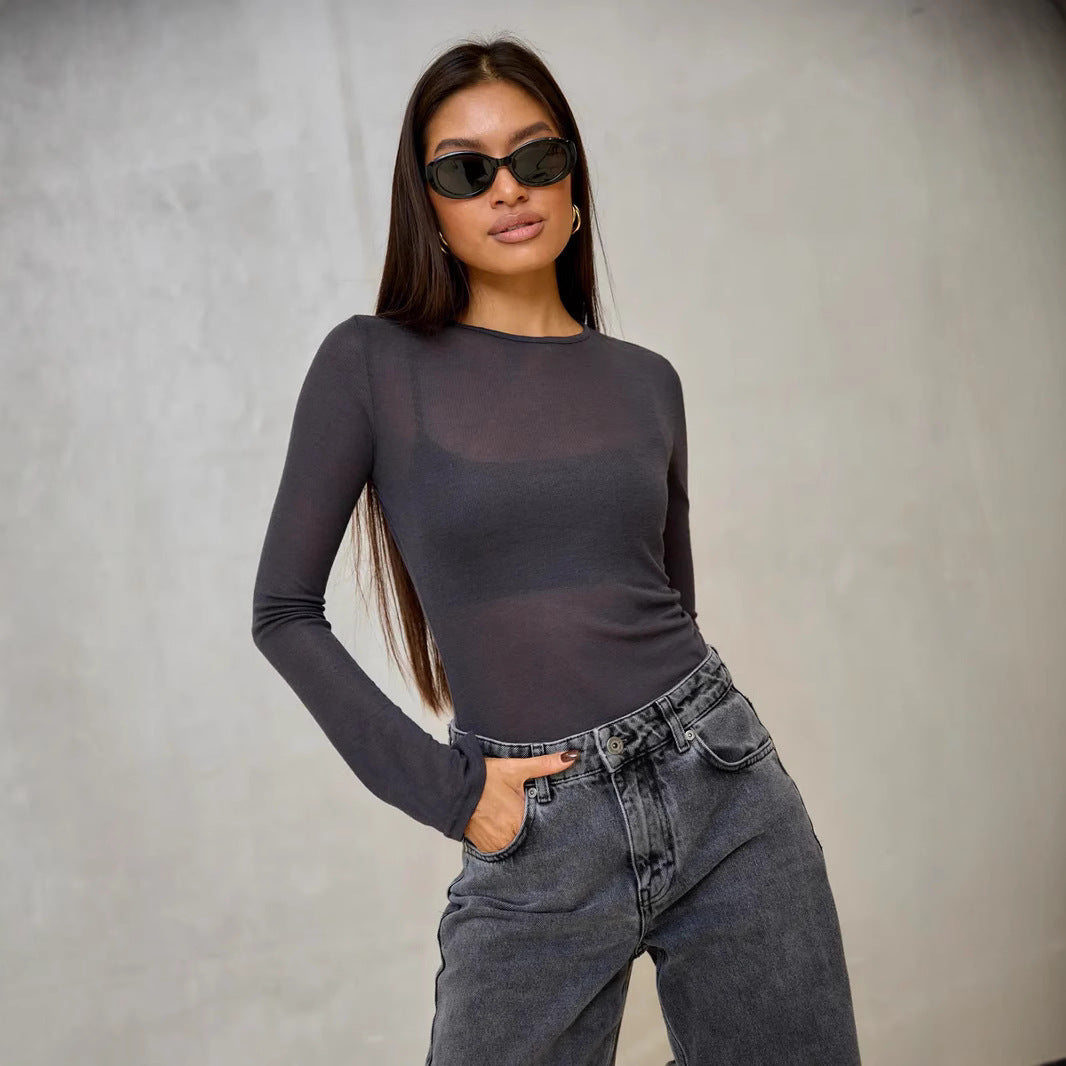 Chemise à manches longues pour femmes avec un élégant décolleté en V et un fin tissu en maille Chic und Stil