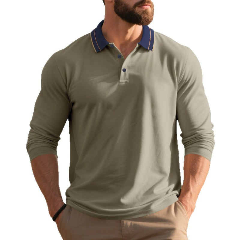 Polo-shirt à manches longues pour hommes avec col contrastant Chic und Stil