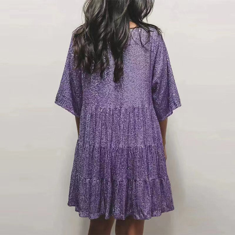Robe mini scintillante pour femmes avec paillettes et coupe ample Chic und Stil