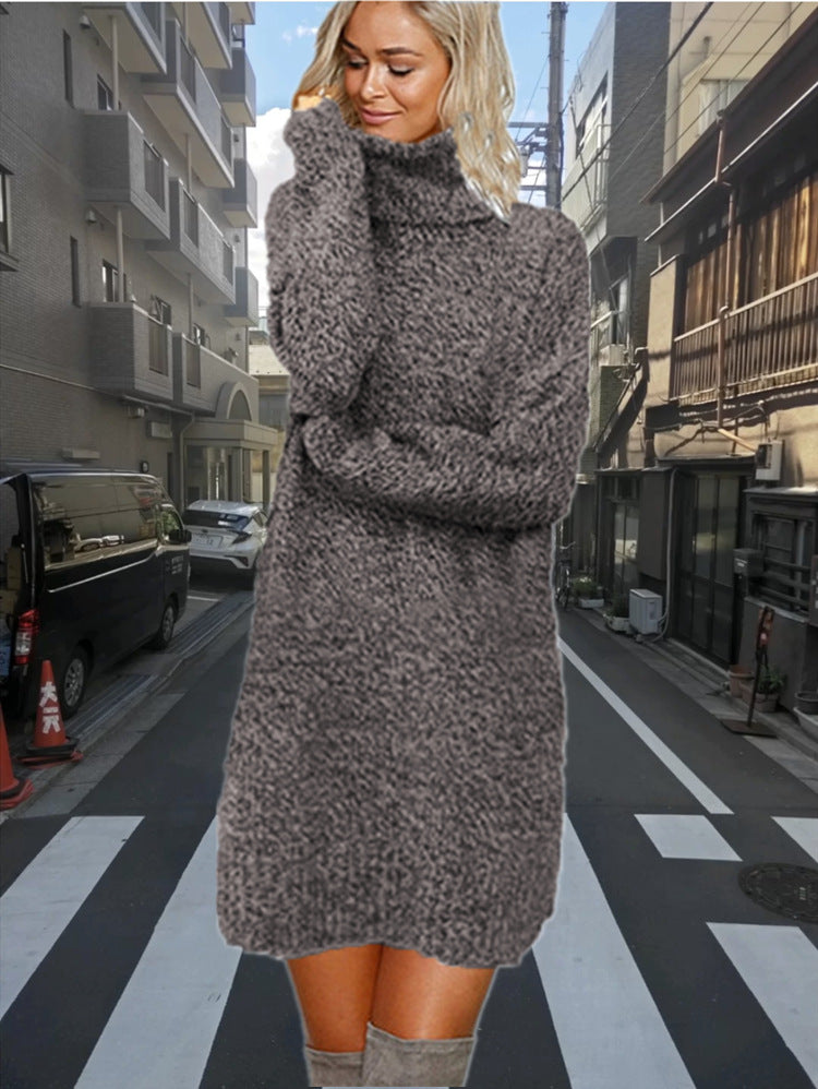 Robe en tricot pour femmes avec col montant en matériau douillet Chic und Stil