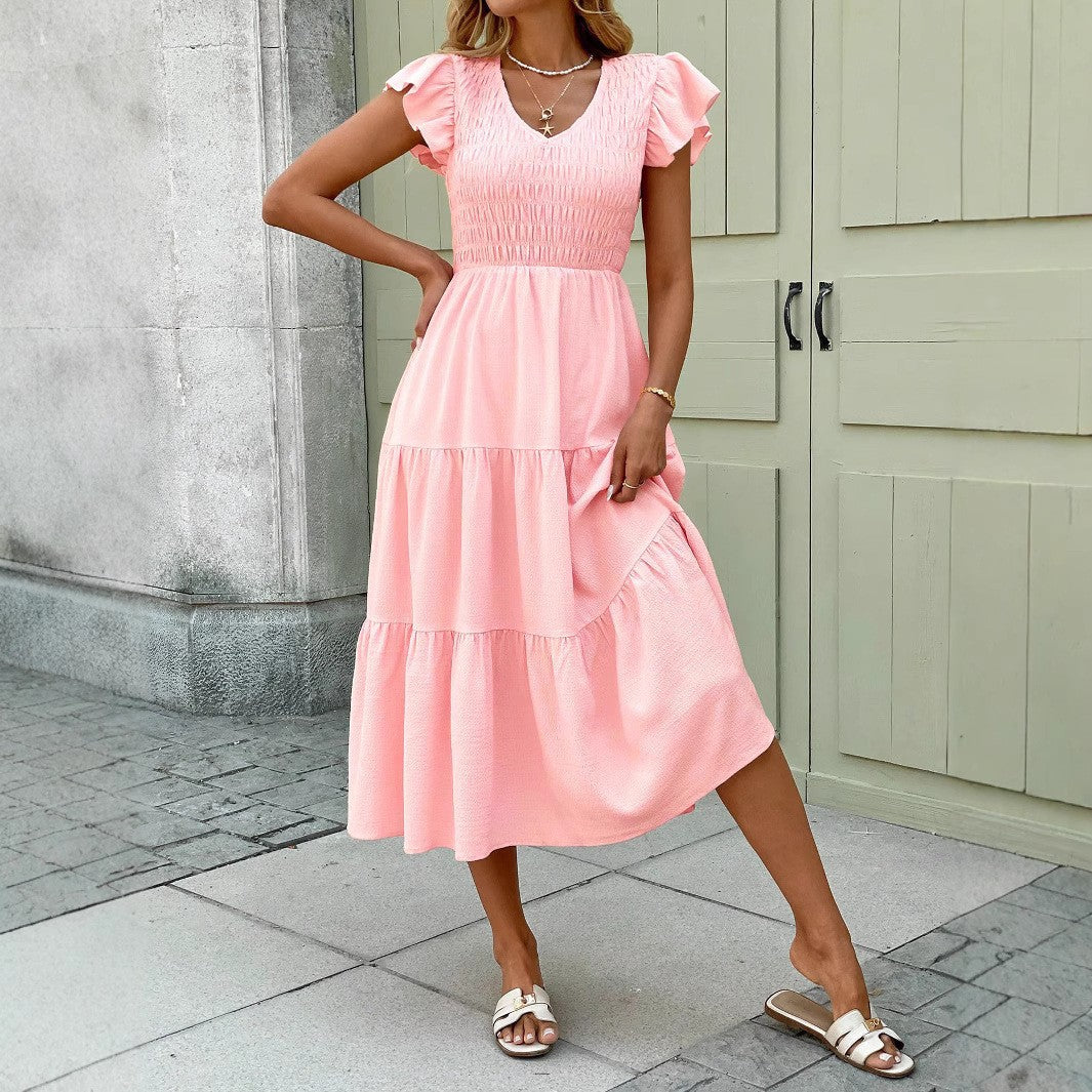 Robe midi à volants fluide Chic und Stil pour femmes