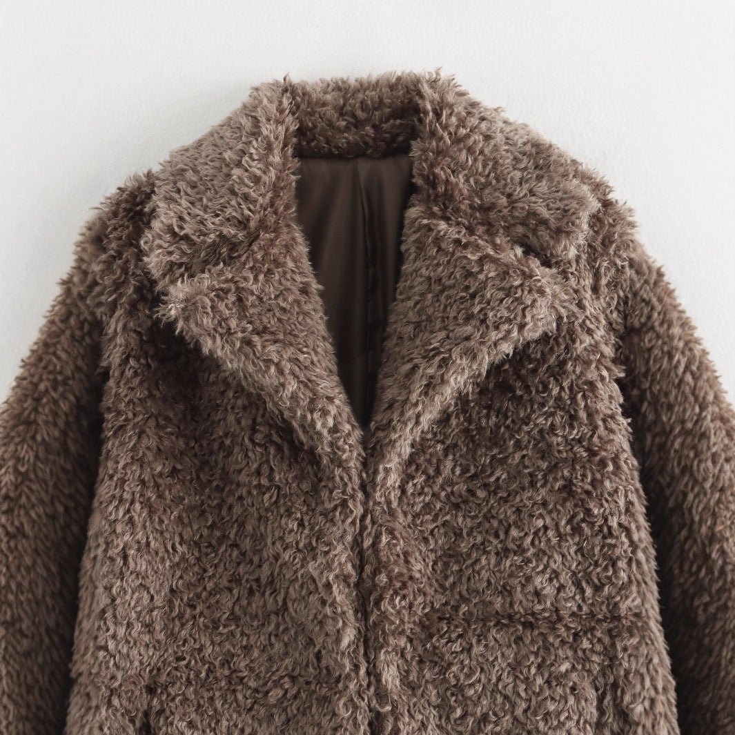 Ladies cozy fleece jacket with elegant collar Chic and Style