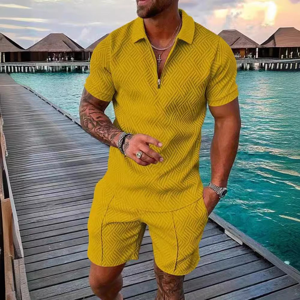 Combinaison courte tendance pour hommes avec un design texturé Chic und Stil