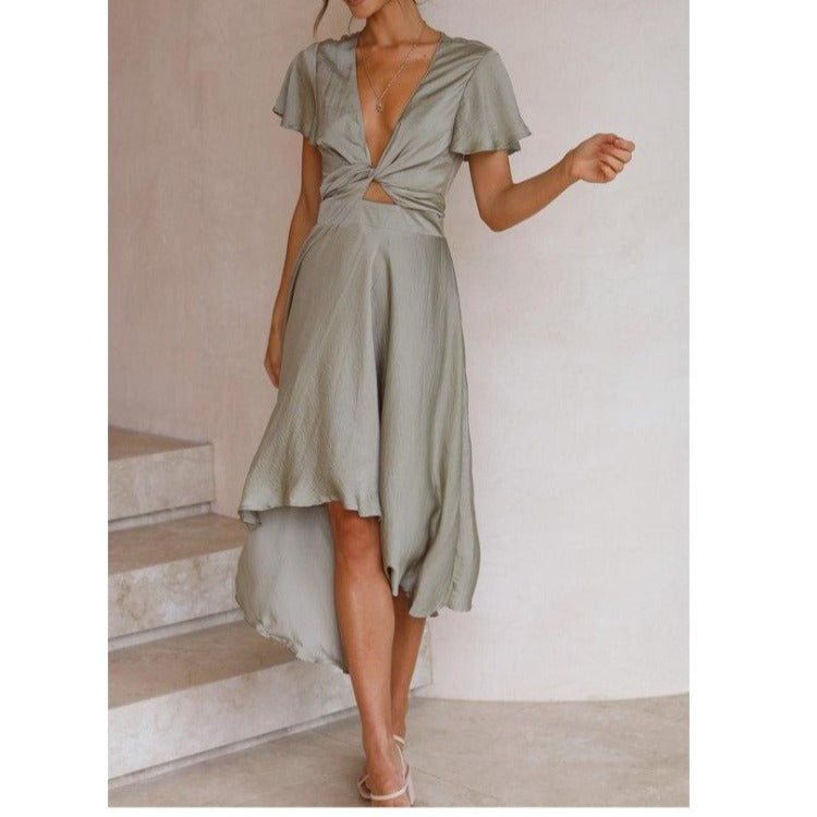 Robe midi à nouer pour dames Chic und Stil