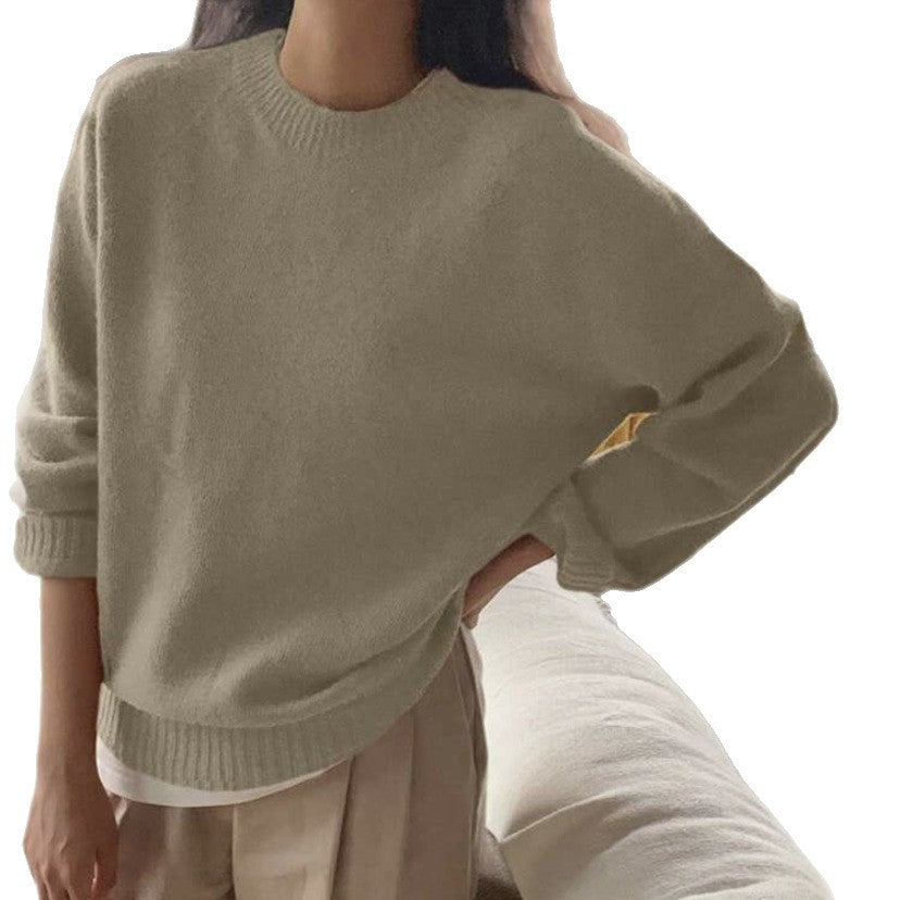 Dames Pull confortable à col rond en tissu de haute qualité Chic und Stil