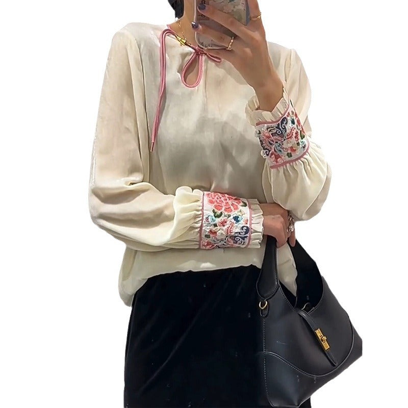 Blouse en Chiffon Brodé pour Femmes Chic und Stil