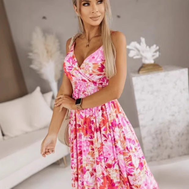 Robe maxi à imprimé tropical Chic und Stil pour femmes