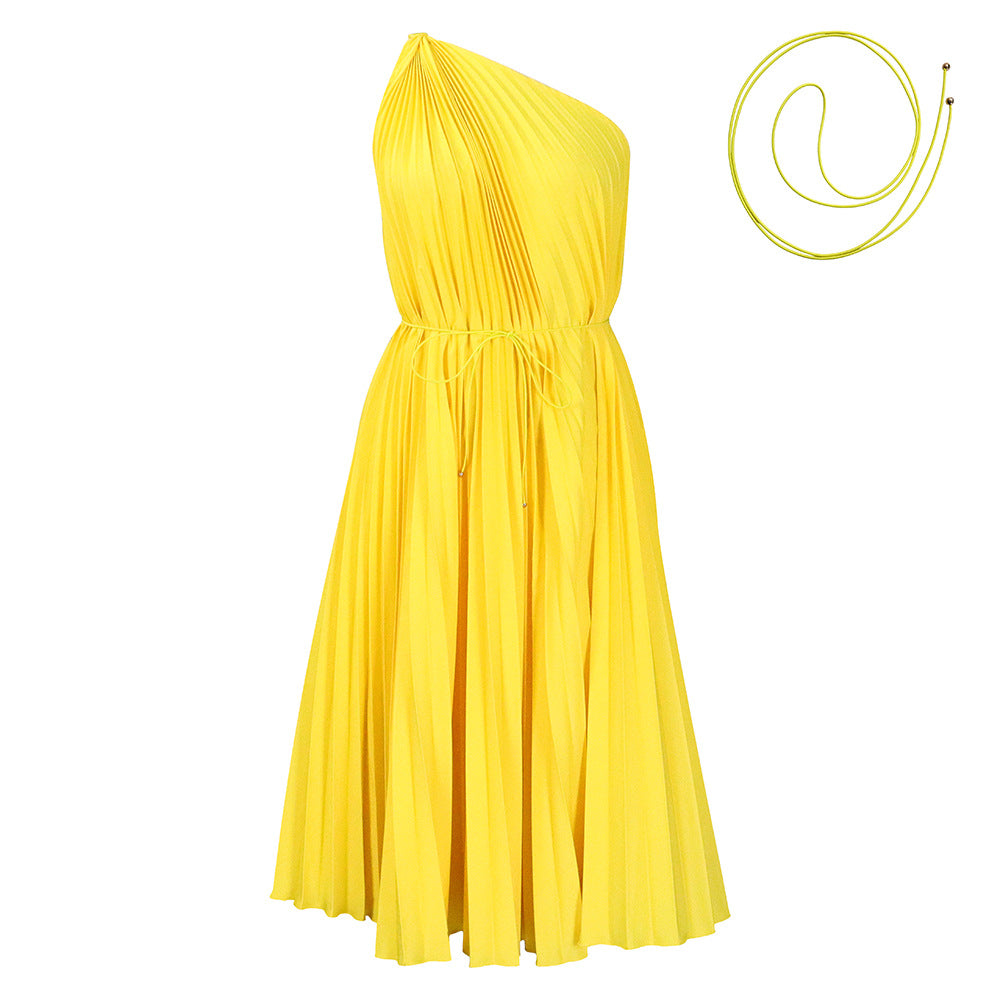 Robe plissée sans bretelles pour femmes avec cordon élégant Chic und Stil