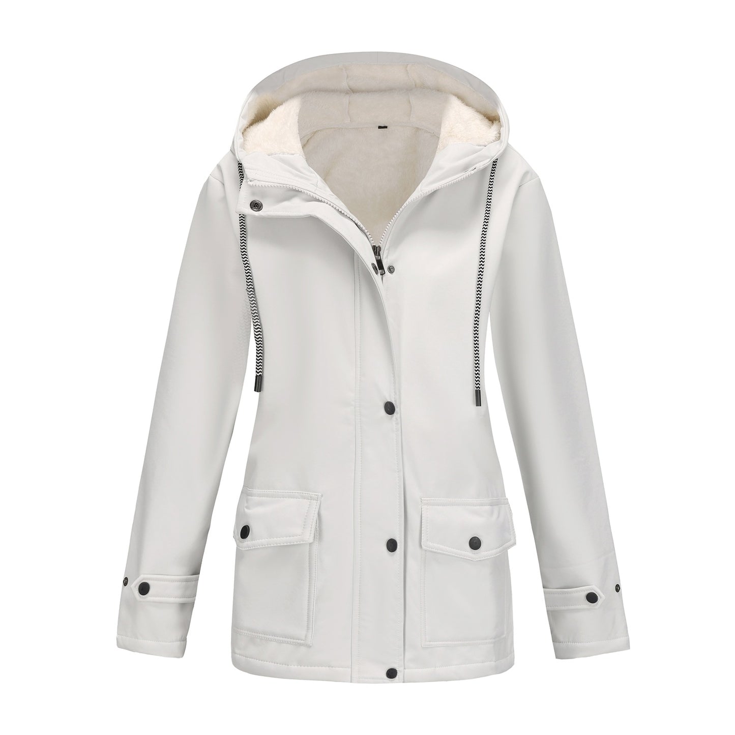 Women waterproof hooded jacket with soft fleece lining Chic and Style