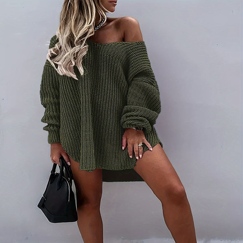 Oversized knitted pullover for women with a loose fit and open sleeves Chic und Stil