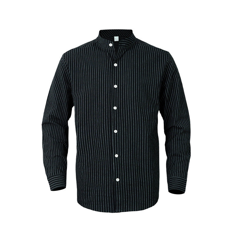 Chemise élégante pour hommes à rayures avec col montant et détails modernes Chic und Stil