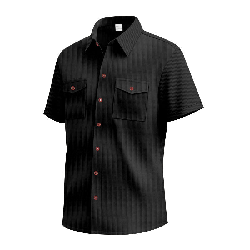 Chemise à manches courtes pour hommes avec un motif rayé pratique et deux poches poitrine Chic und Stil