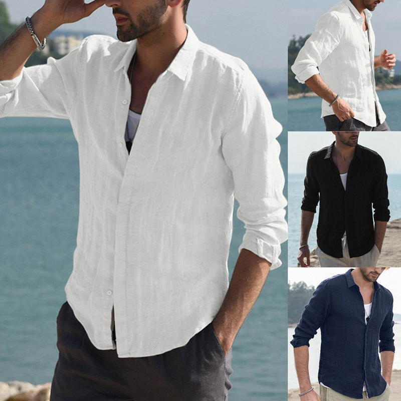 Chemise en lin pour hommes avec col classique et coupe décontractée Chic und Stil