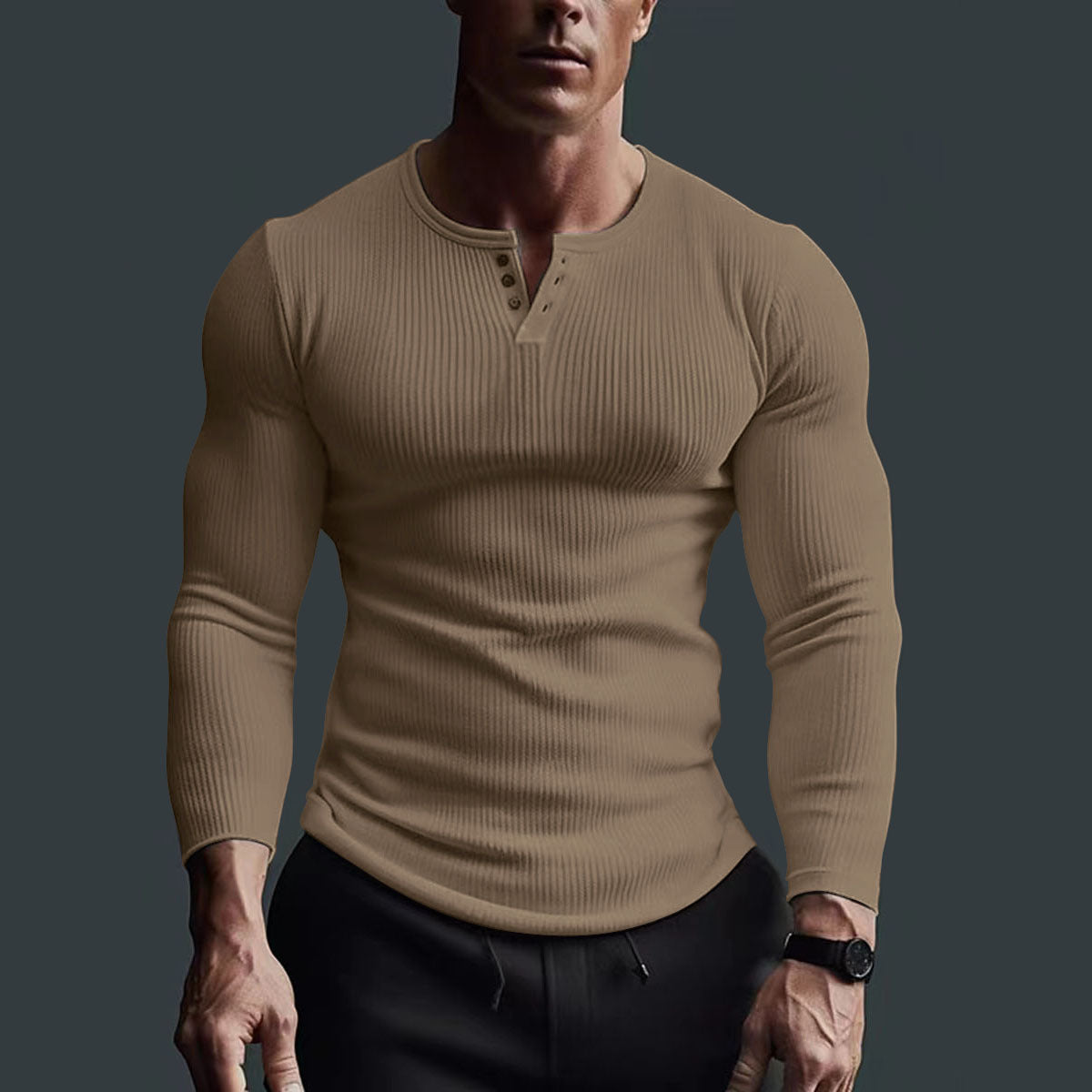 Chemise à boutons à manches longues pour hommes au design en rib moderne Chic und Stil