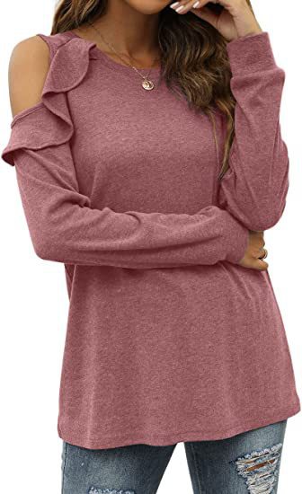 T-shirt à manches longues pour femmes avec des manches découpées et un détail volant Chic und Stil
