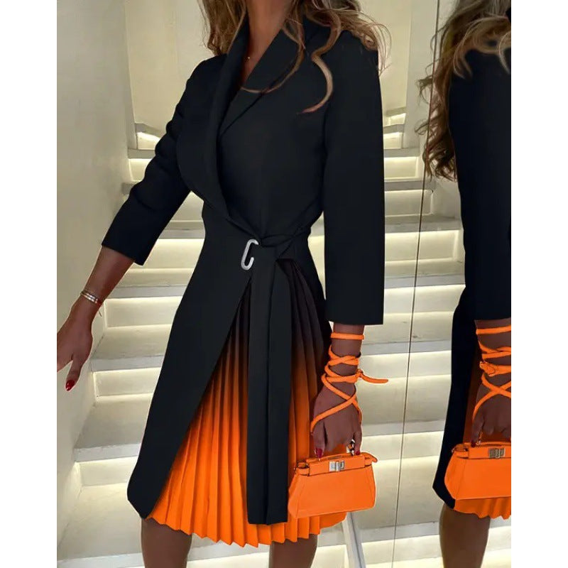 Dames Élégante Robe Midi Plissée Chic und Stil