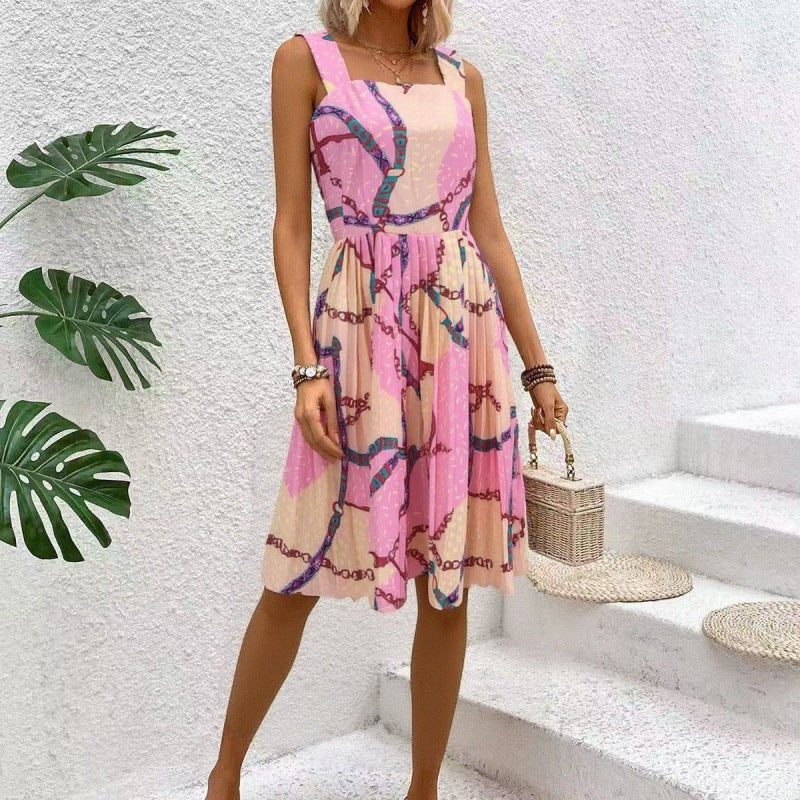 Robe midi inspirée vintage pour femmes avec motif chaîne Chic und Stil