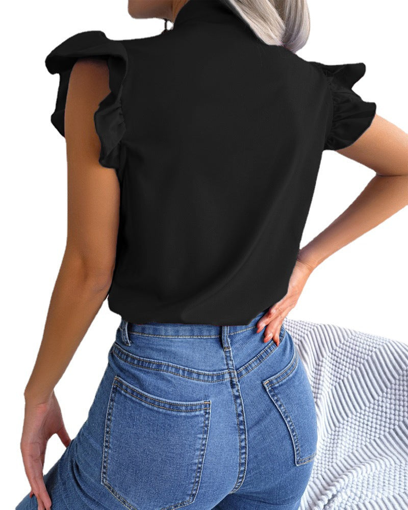 Dames blouse élégante à nœud Chic und Stil