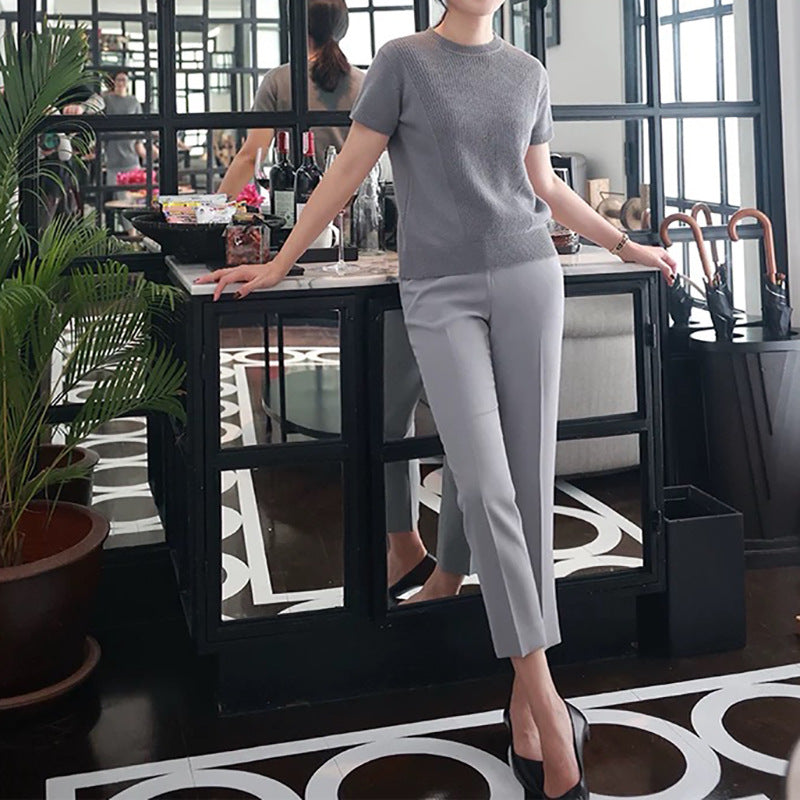 Pantalons de tailleur taille haute pour femmes Chic und Stil 1750846757