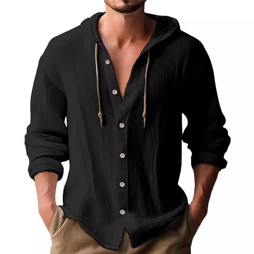 Chemise à capuche pour hommes avec patte de boutonnage Chic und Stil