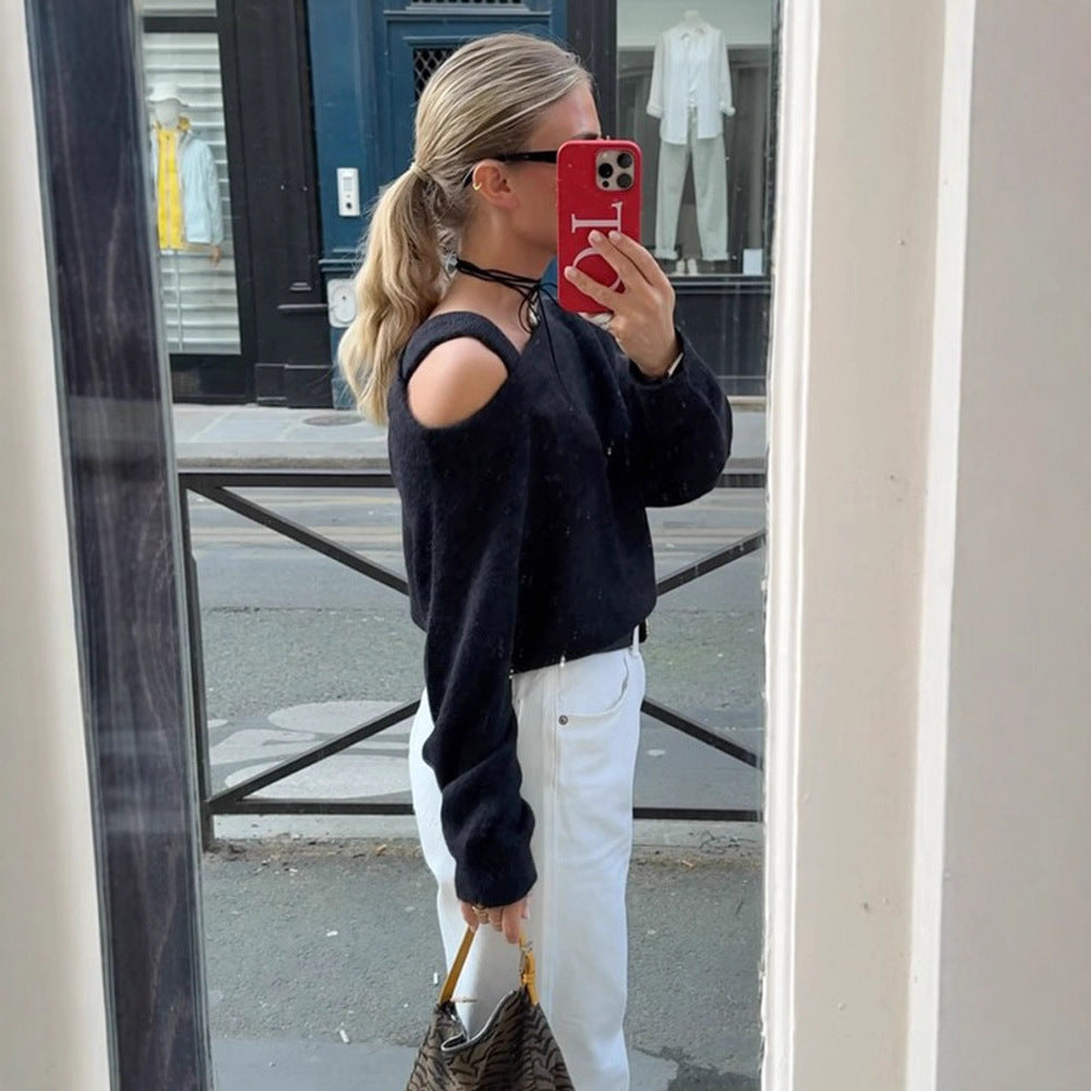 Pull-over en tricot surdimensionné pour femmes avec manches à découpe Chic und Stil