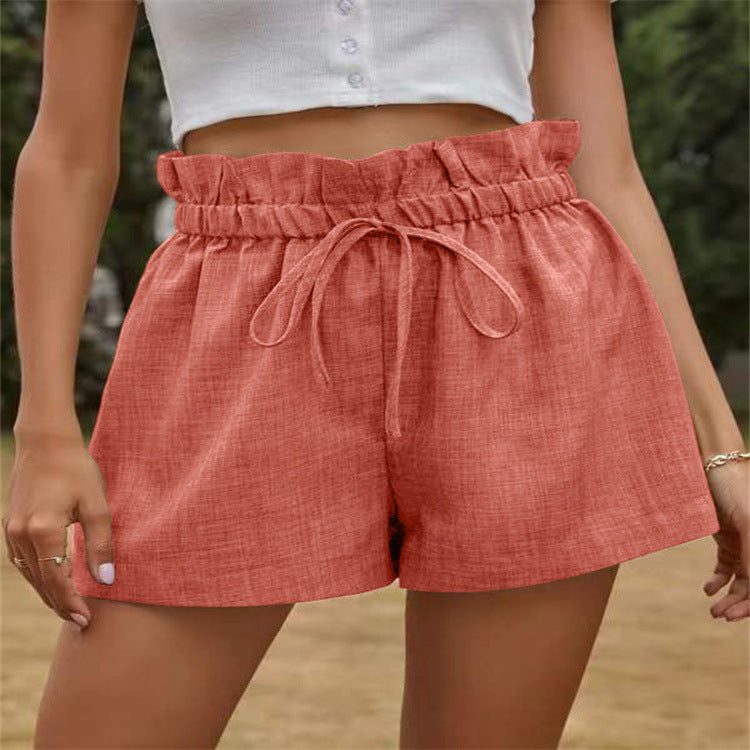 Shorts en lin pour femmes décontractées avec taille élastique et cordon de serrage Chic und Stil