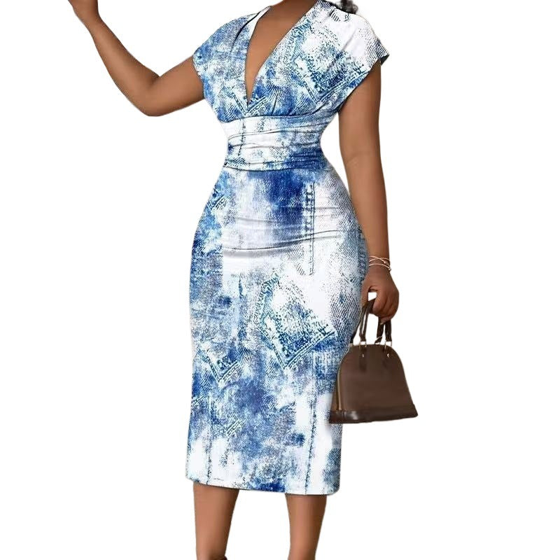 Robe midi en denim patchwork femme Chic und Stil