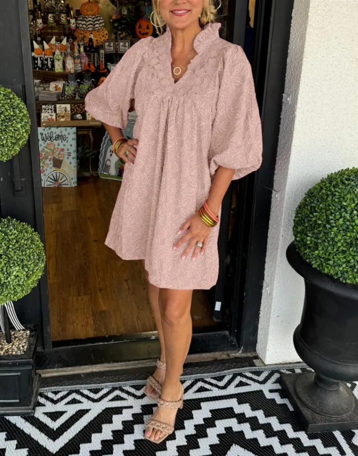 Robe mini brodée bohémienne pour femmes Chic und Stil