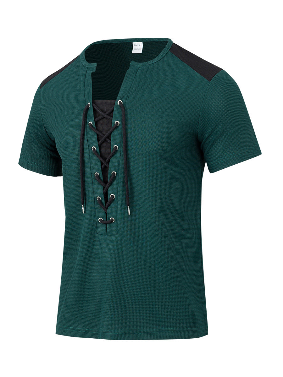 Chemise à manches courtes pour homme avec design sportif à lacets Chic und Stil