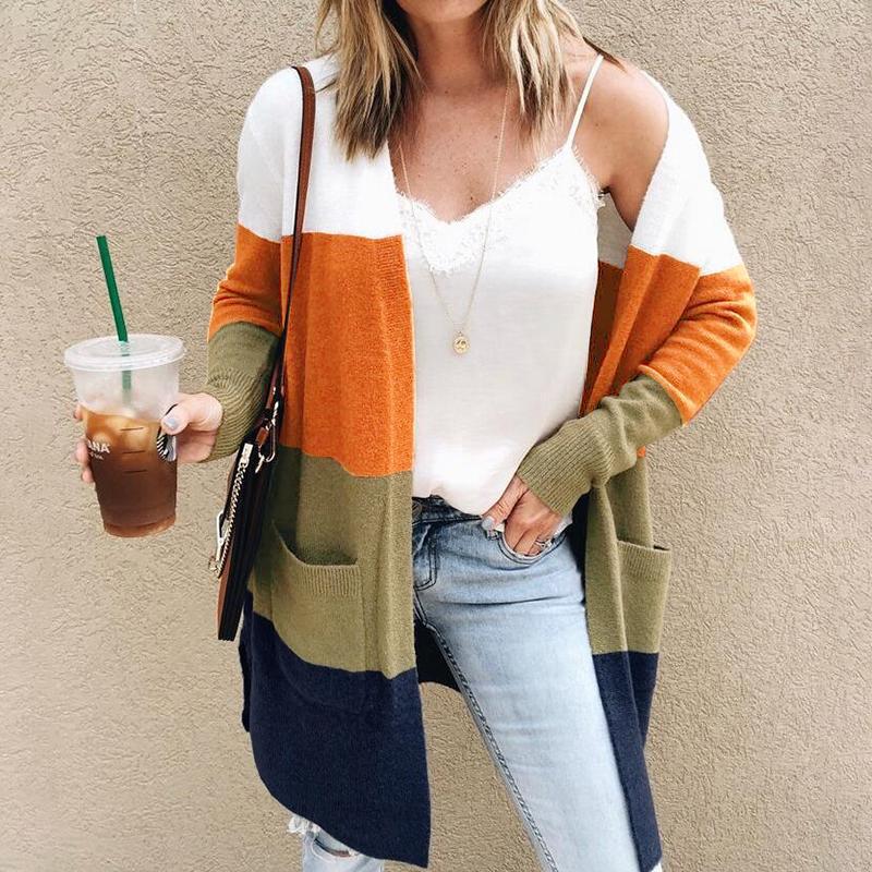Veste en tricot pour femmes avec design en coloris bloc et poches pratiques Chic und Stil
