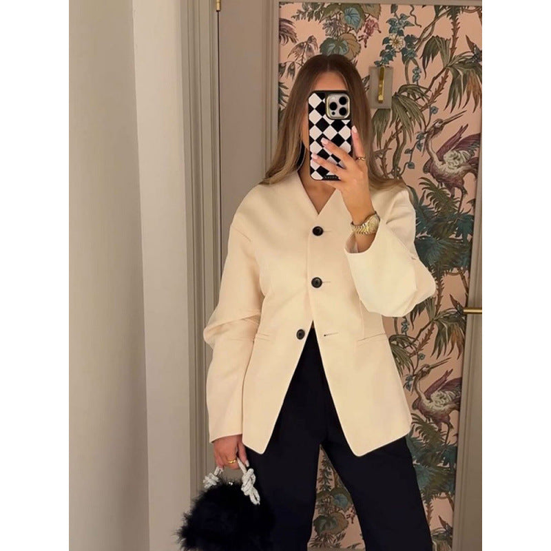 Blazer Couture pour femmes avec des manches volumineuses et un col arrondi Chic und Stil