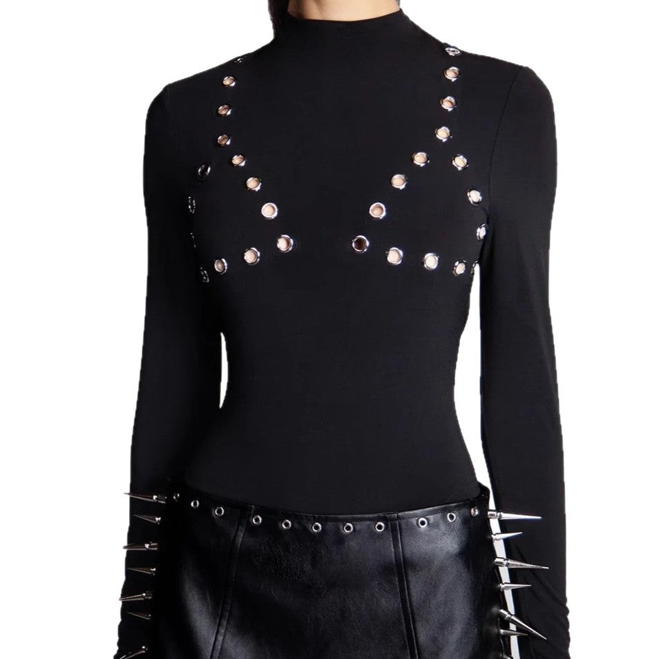 Body pour femmes avec des clous décoratifs et manches longues Chic und Stil