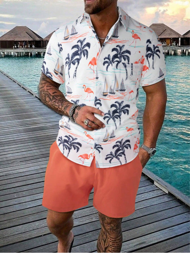 Chemise à manches courtes pour hommes avec motif tropical et coupe décontractée Chic und Stil