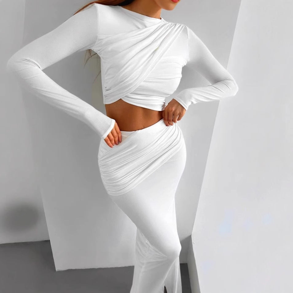Dames Robe enveloppante élégante à manches longues et coupe ajustée Chic und Stil